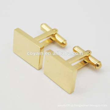 Fábrica Personalizar Ouro Plating Rectangle Cufflink com Logo